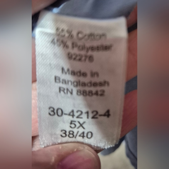 Woman Within 5X Long Sleeve Blue Button down Shirt with Collar - Picture 7 of 8